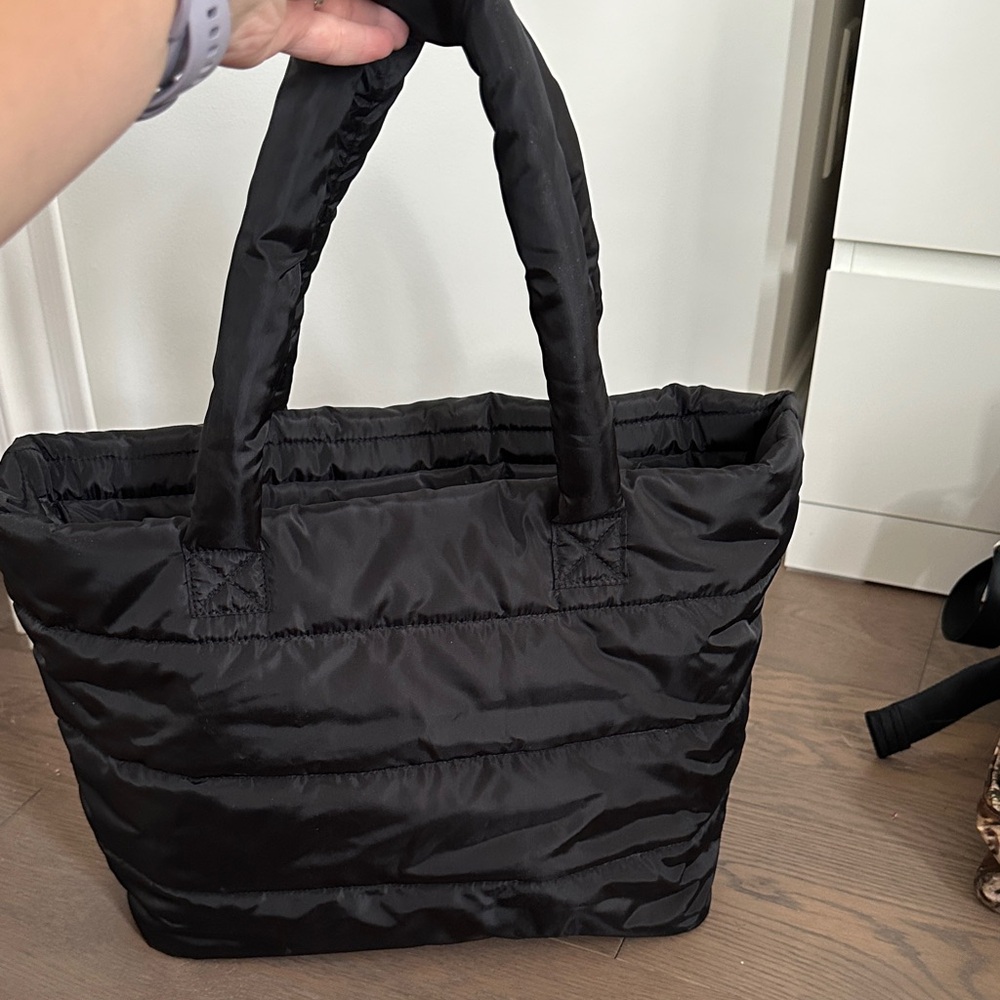 Black Quilted Tote Bag